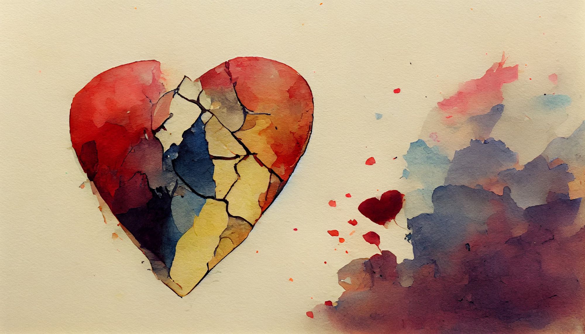 watercolor image of a broken heart