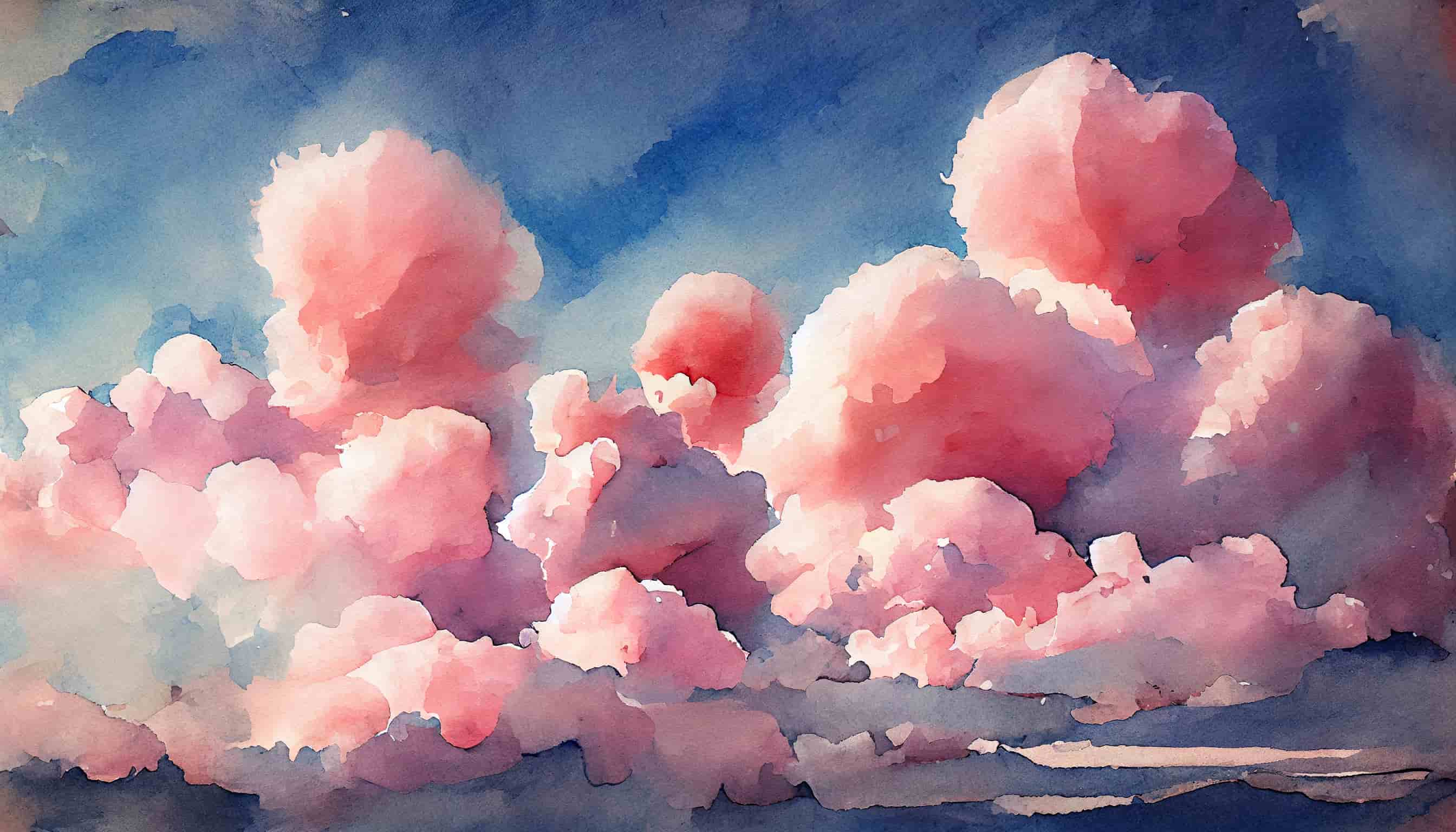 watercolor pink fluffy clouds 