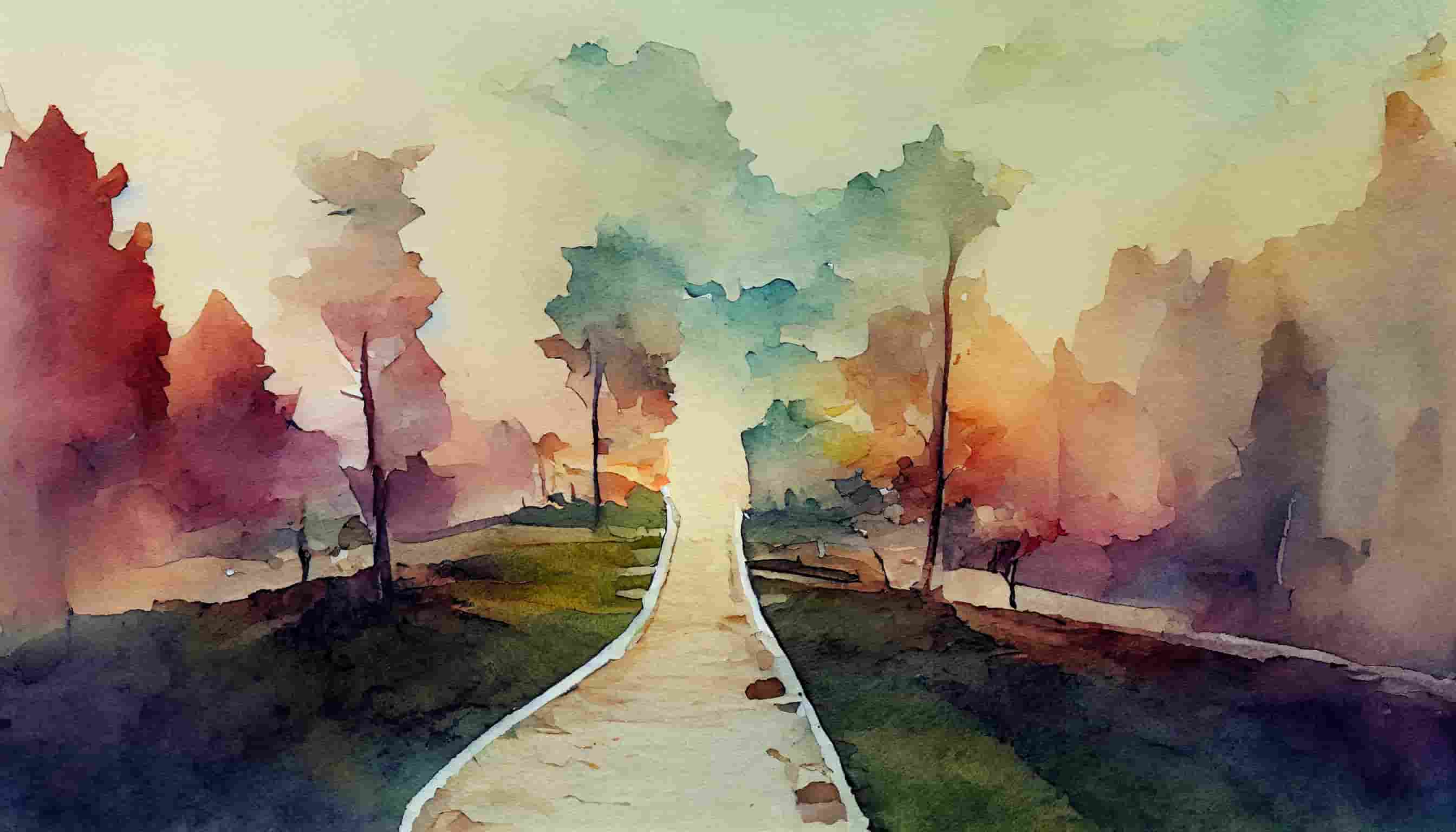 watercolor of an unexpected path in life