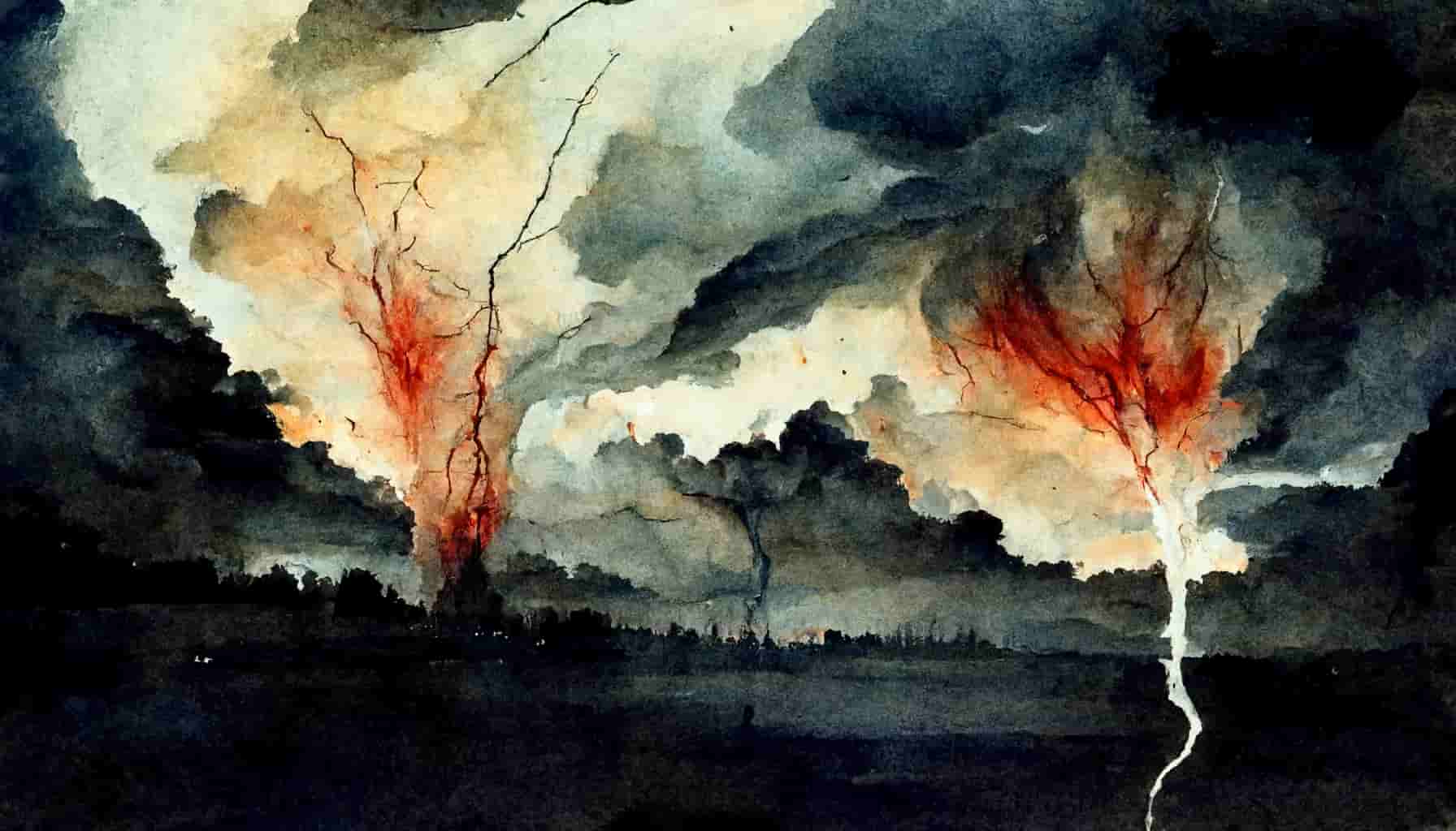 watercolor of the wretched lightning of grief