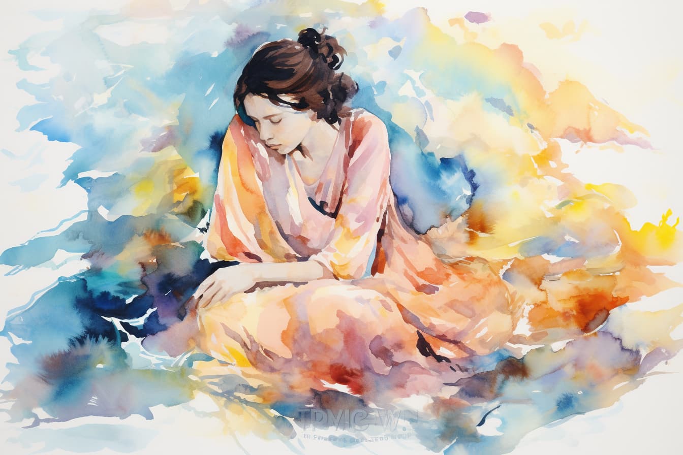 an abstract watercolor illustration of a woman who feels like she is failing as a mother