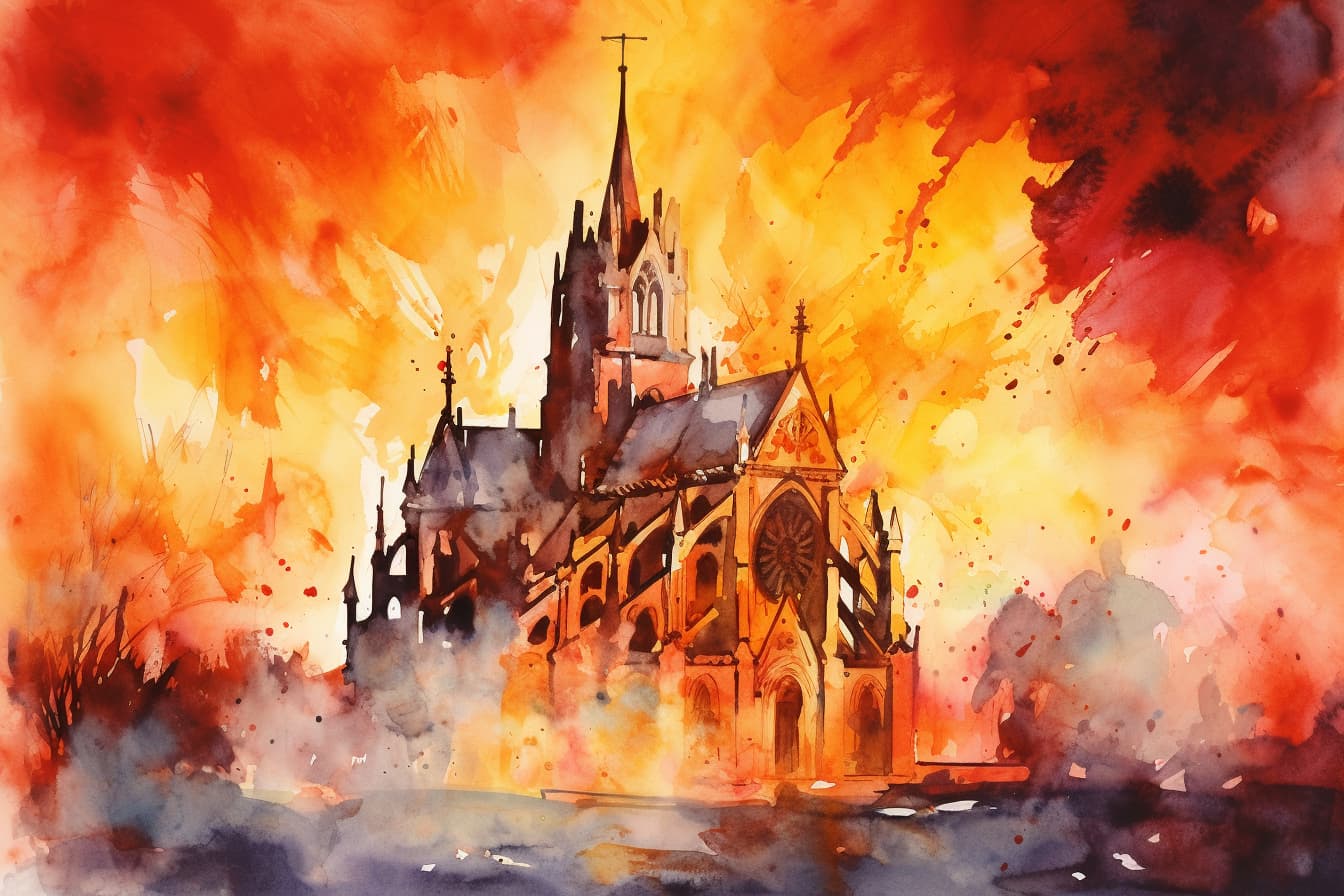 church of Notre Dame on fire
