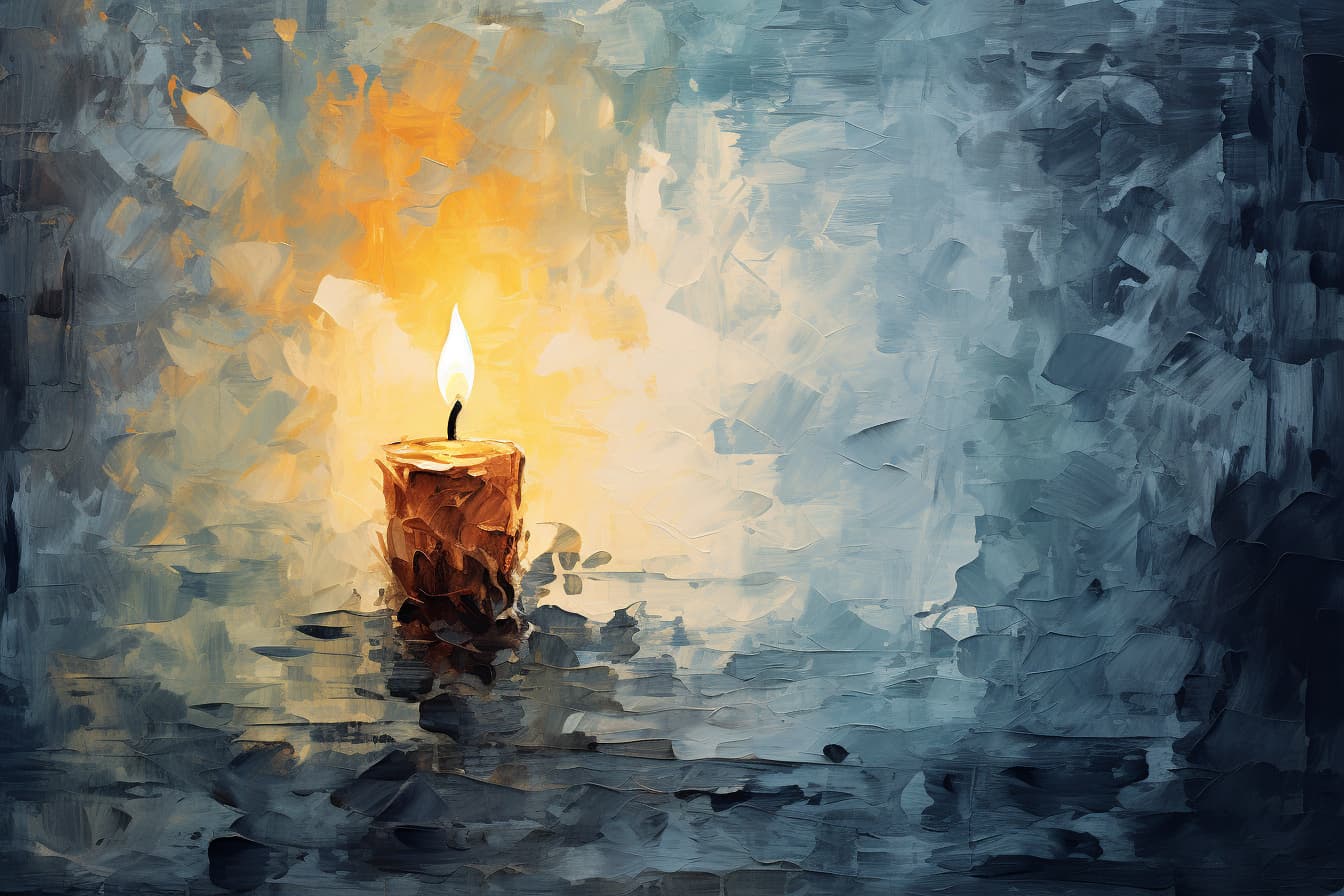 a candle in a dark corner