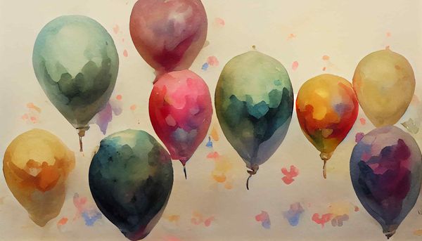 watercolor a bunch of birthday balloons