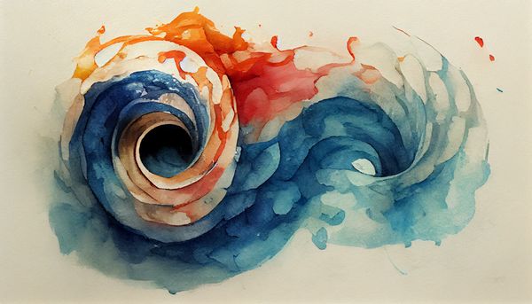 watercolor of a spiral of water spinning out of control