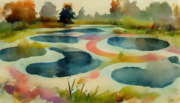 watercolor ripple in a small pond