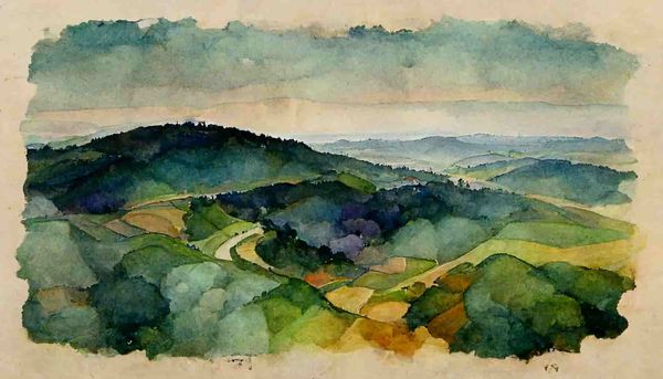 watercolor looking down from the hills