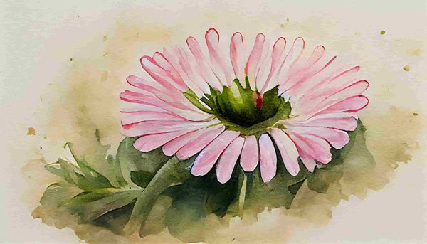 watercolor of a pink daisy