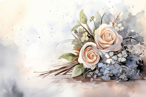 abstract watercolor illustration of a somber wedding bouquet 