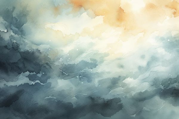 abstract watercolor illustration of a storm brewing in angry black clouds