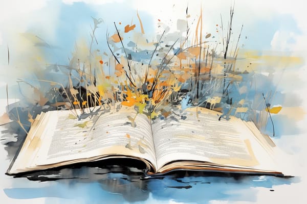 an abstract watercolor illustration an open book telling the story of waiting