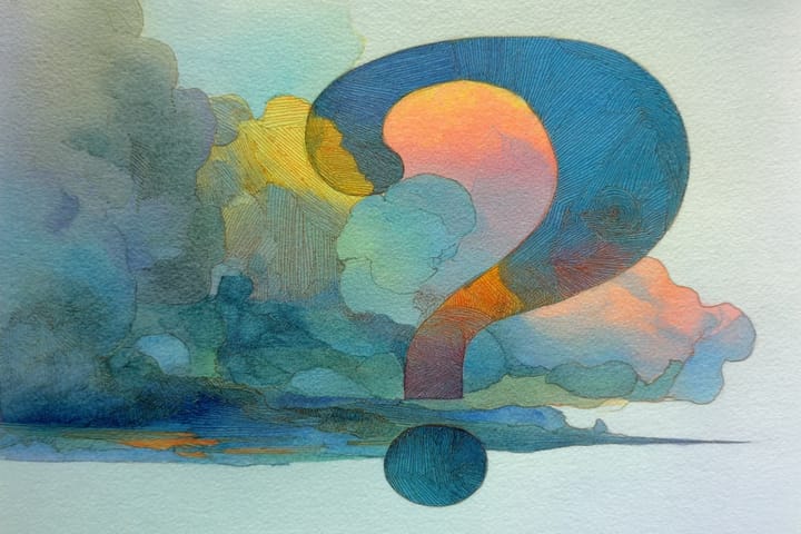 abstract watercolor illustration of a question mark