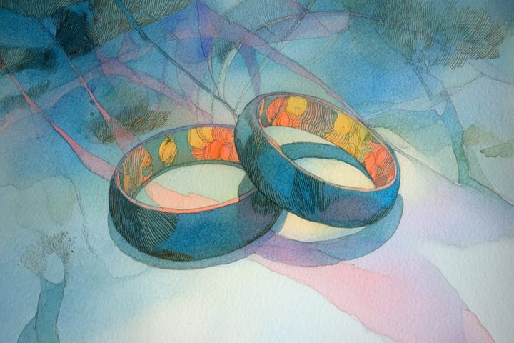abstract watercolor illustration of wedding rings