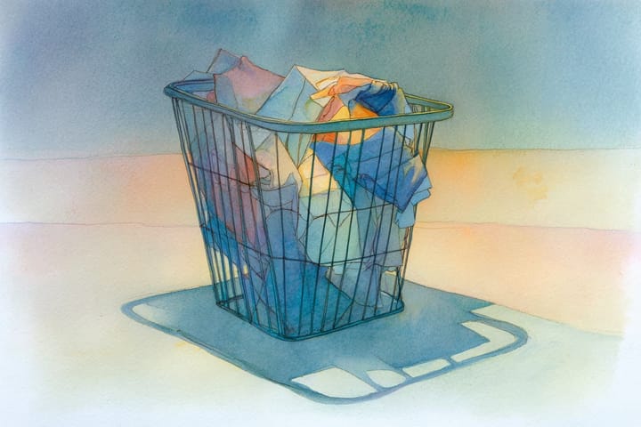 abstract watercolor illustration of a laundry basket