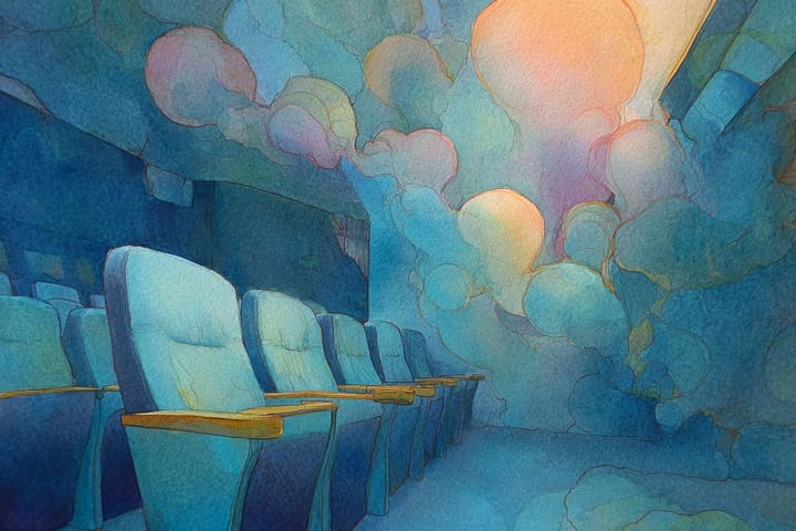 abstract watercolor illustration of theater seats