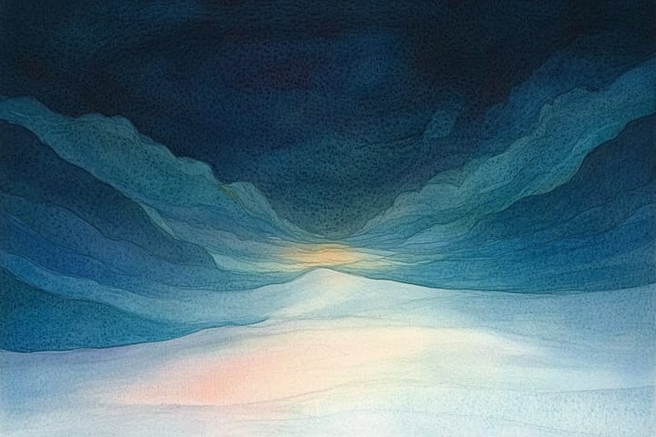 abstract watercolor illustration of blue light and clouds