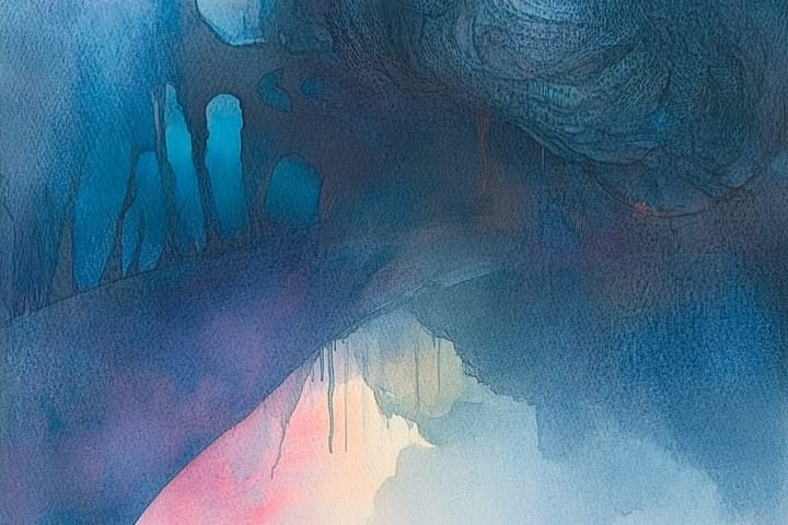 abstract watercolor illustration of dark shapes