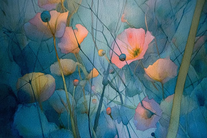 abstract watercolor illustration of flowers