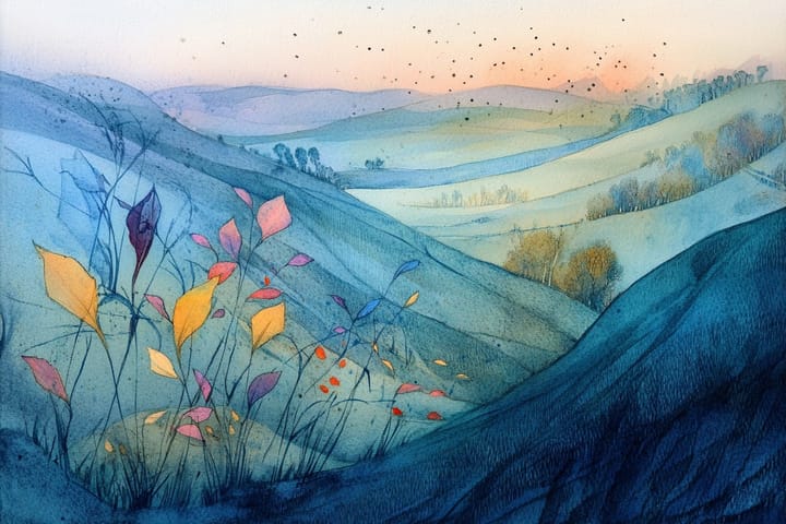 abstract watercolor illustration of a field