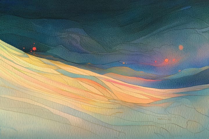 abstract watercolor illustration of a night sky