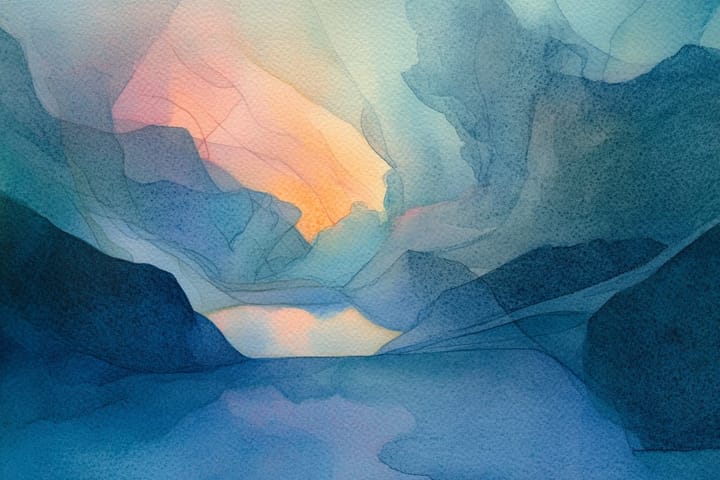 abstract watercolor illustration of blue shapes
