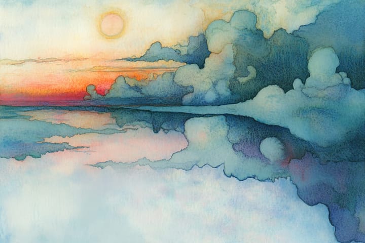 abstract watercolor illustration of clouds