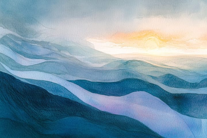 abstract watercolor illustration of mountains