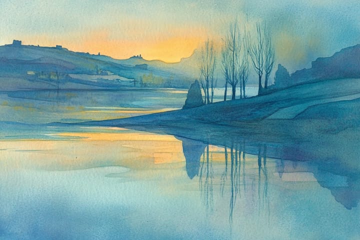 abstract watercolor illustration of a river