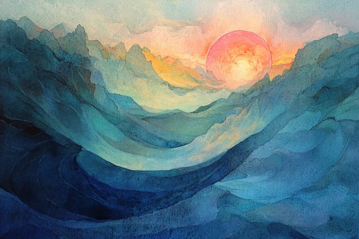abstract watercolor illustration of a sunrise